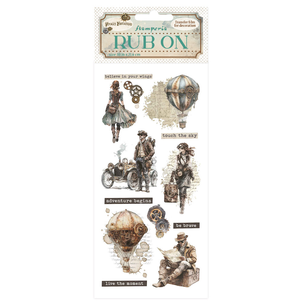 Stamperia Rub-on cm 10,16x21,6 - Voyages Fantastiques explorers