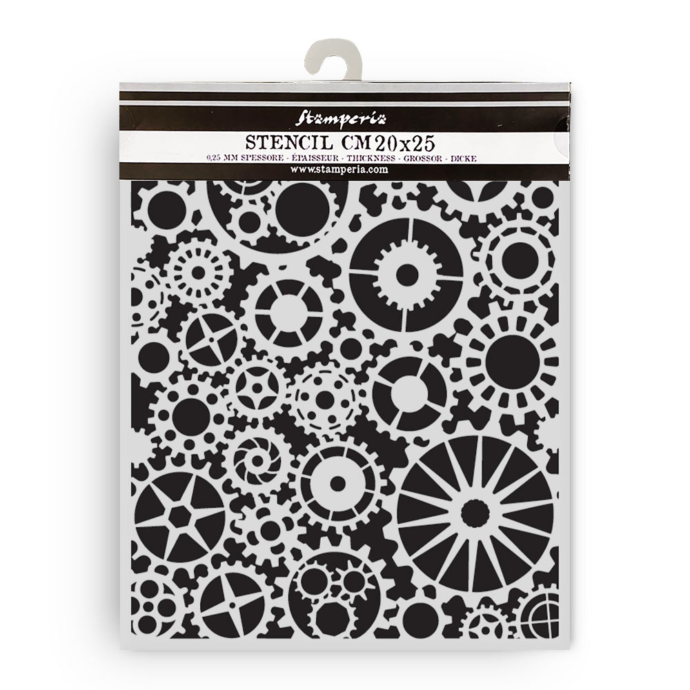 Stamperia Thick stencil cm 20X25 - Voyages Fantastiques gears pattern