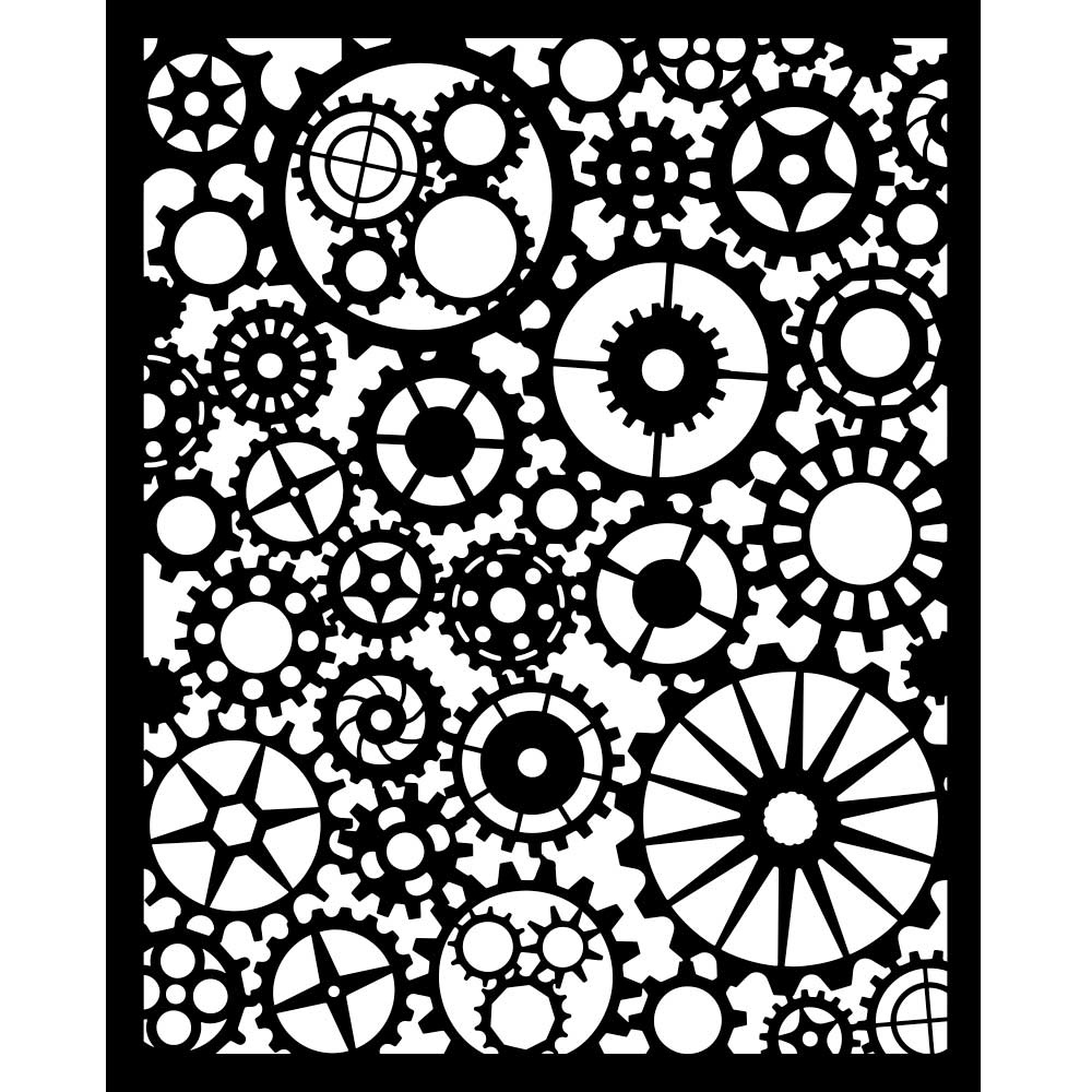 Stamperia Thick stencil cm 20X25 - Voyages Fantastiques gears pattern