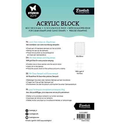 Studio Light Acrylic stamping block for clear and cling stamps with grid Essentials nr. 09