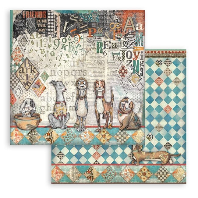 Stamperia Papierblok 20,3x20,3 cm - 10 vellen - Furry Friends
