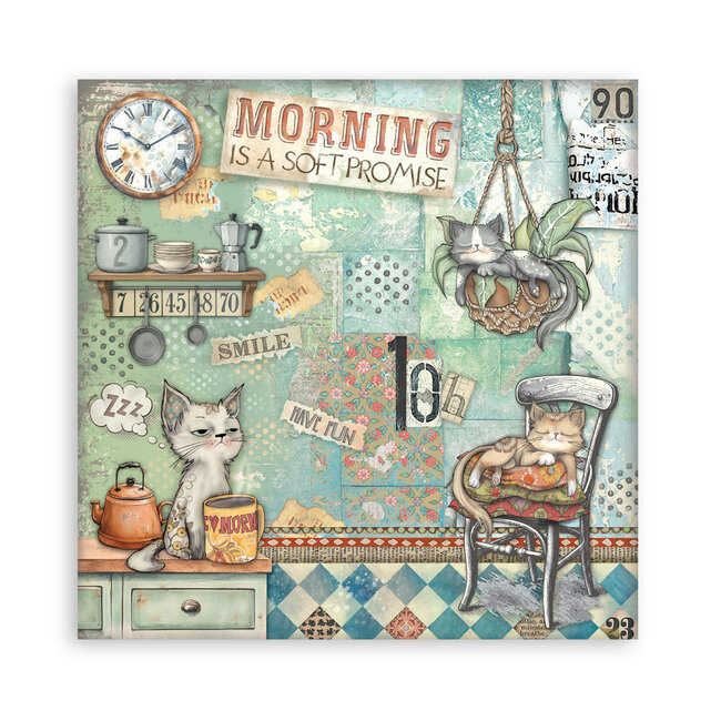 Stamperia Papierblok 30,5x30,5 cm - 22 vellen - Enkelzijdig - Furry Friends