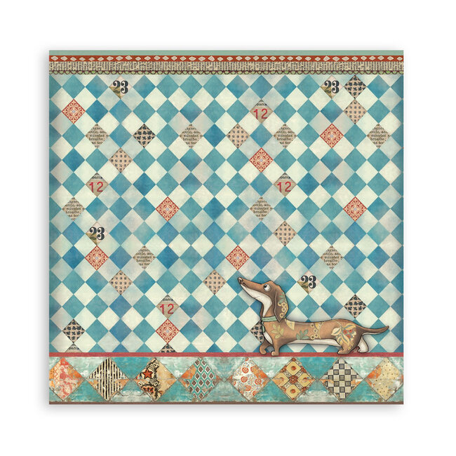 Stamperia Papierblok 30,5x30,5 cm - 22 vellen - Enkelzijdig - Furry Friends