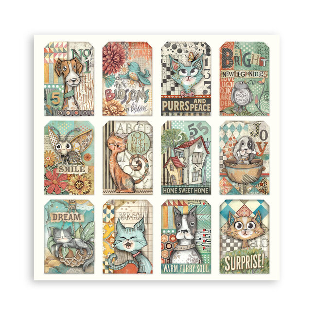 Stamperia Papierblok 20,3x20,3 cm - 22 vellen - Single Face Furry Friends