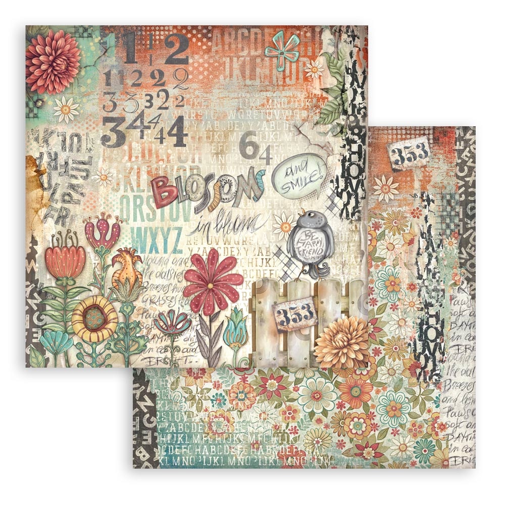 Stamperia Scrapbooking Double face sheet - Furry Friends flowers