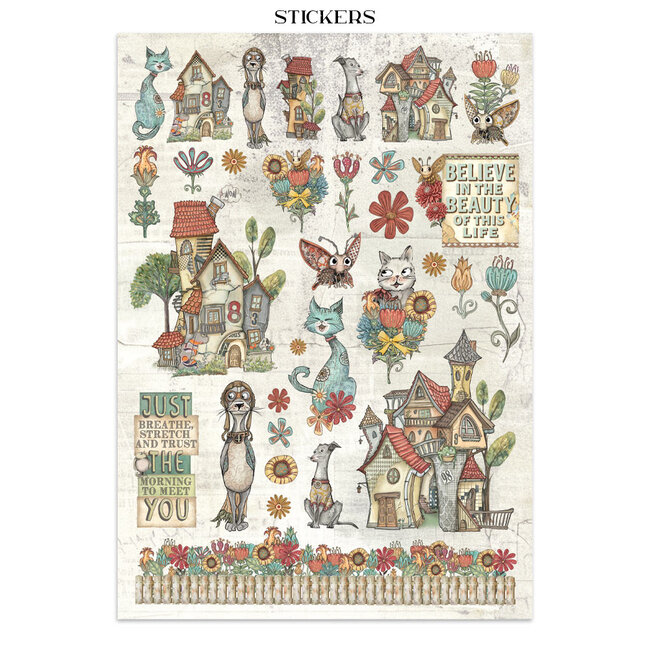 Stamperia Junk journal stickers, cut-outs, backgrounds - Furry Friends