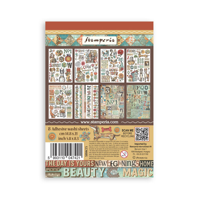 Stamperia Washi pad 8 sheets A5 - Furry Friends