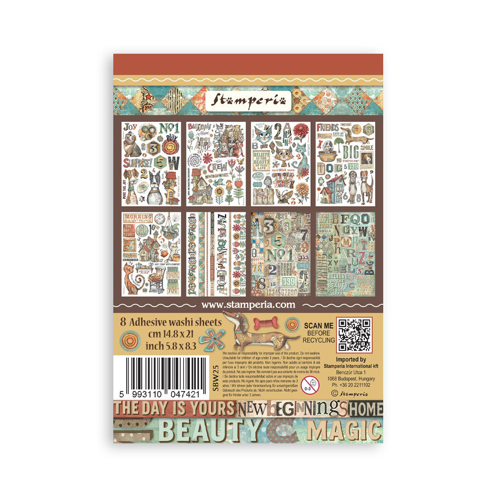 Stamperia Washi pad 8 sheets A5 - Furry Friends