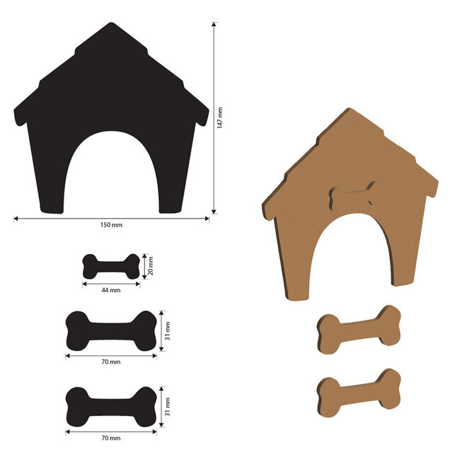 Stamperia Crafty shapes: Furry Friends doghouse and bones