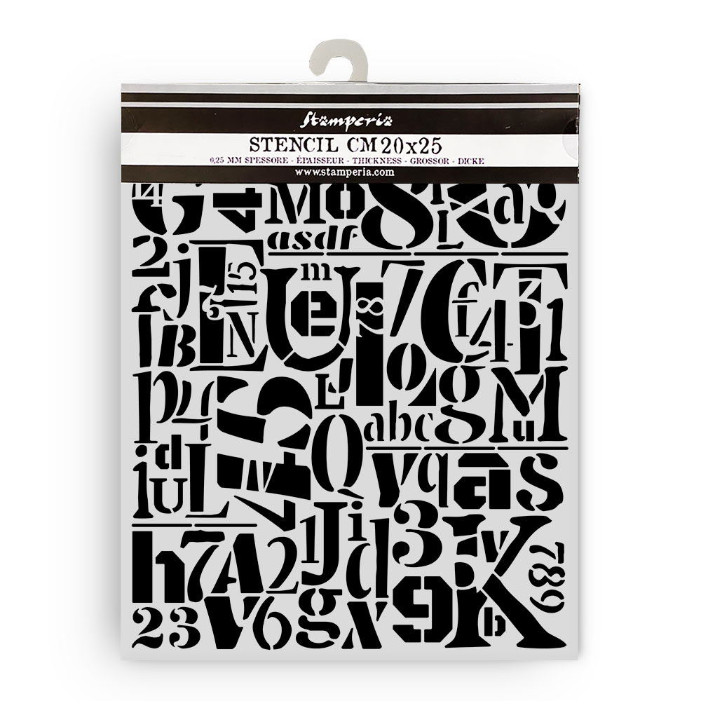 Stamperia Thick stencil cm 20X25 - Furry Friends numbers and letters pattern