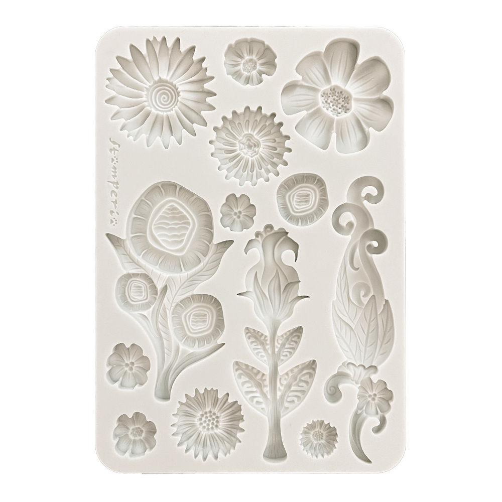 Stamperia Silicon mould A5 - Furry Friends flowers