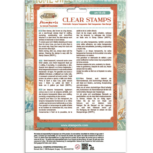 Stamperia Acrylic stamp cm 14x18 - Furry Friends dog, cat and flowers