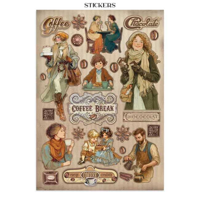 Stamperia Junk journal stickers, cut-outs, backgrounds - Coffee and Chocolate