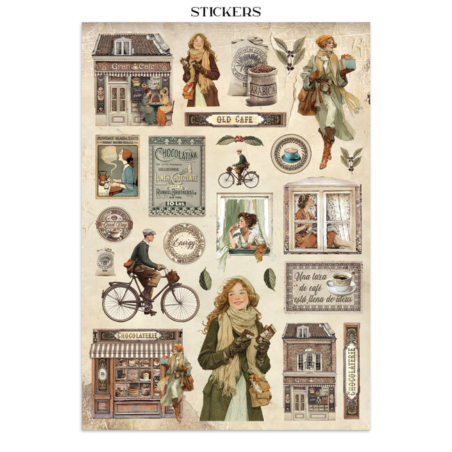 Stamperia Junk journal stickers, cut-outs, backgrounds - Coffee and Chocolate