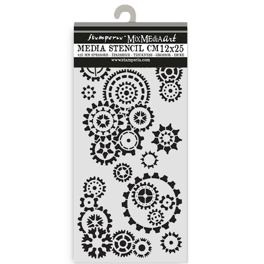 Stamperia Thick stencil cm 12X25 - Gear up for Christmas gears