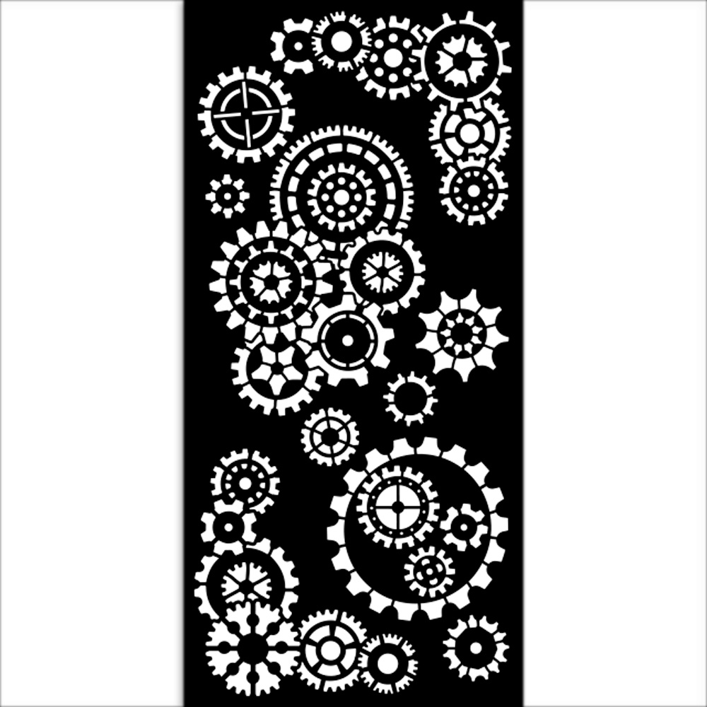 Stamperia Thick stencil cm 12X25 - Gear up for Christmas gears