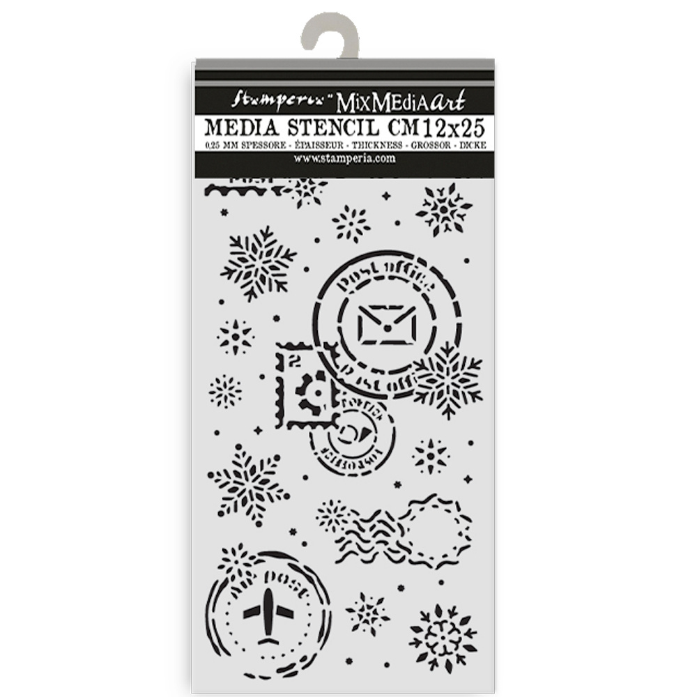 Stamperia Thick stencil cm 12X25 - Gear up for Christmas snowflakes