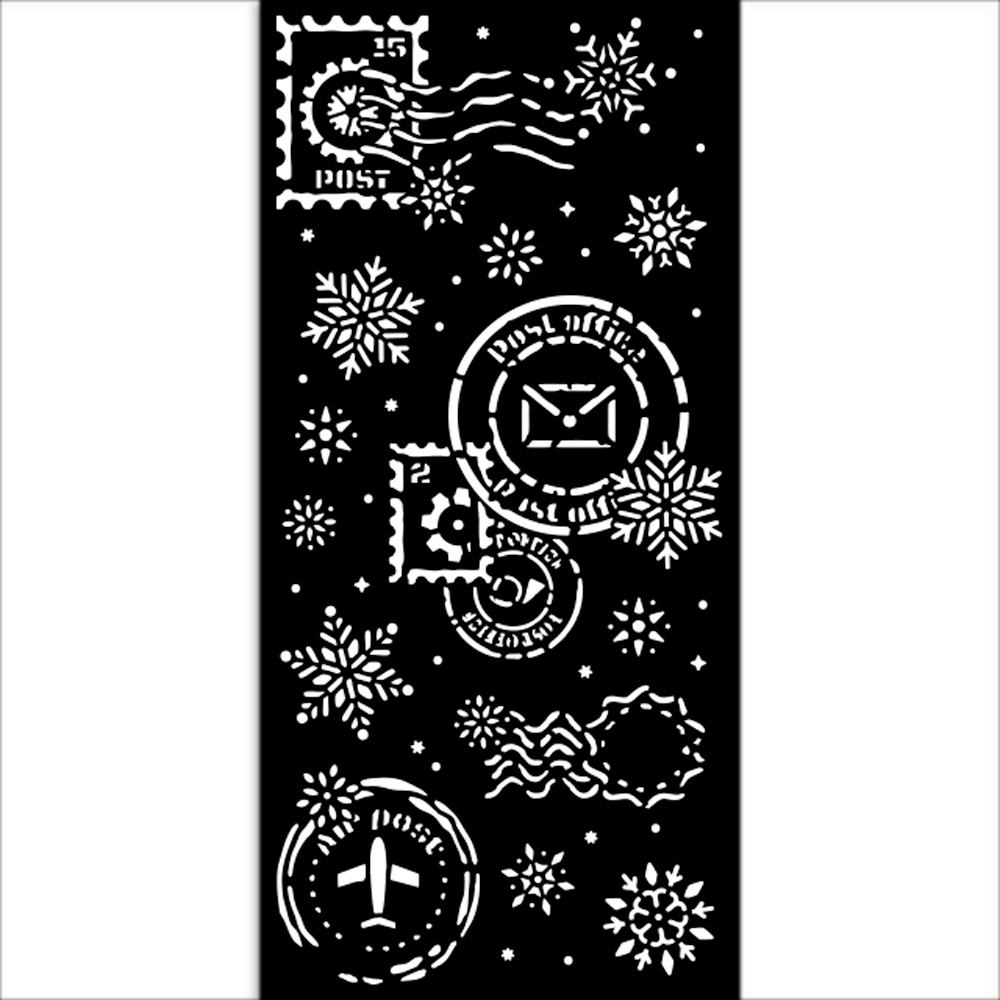 Stamperia Thick stencil cm 12X25 - Gear up for Christmas snowflakes
