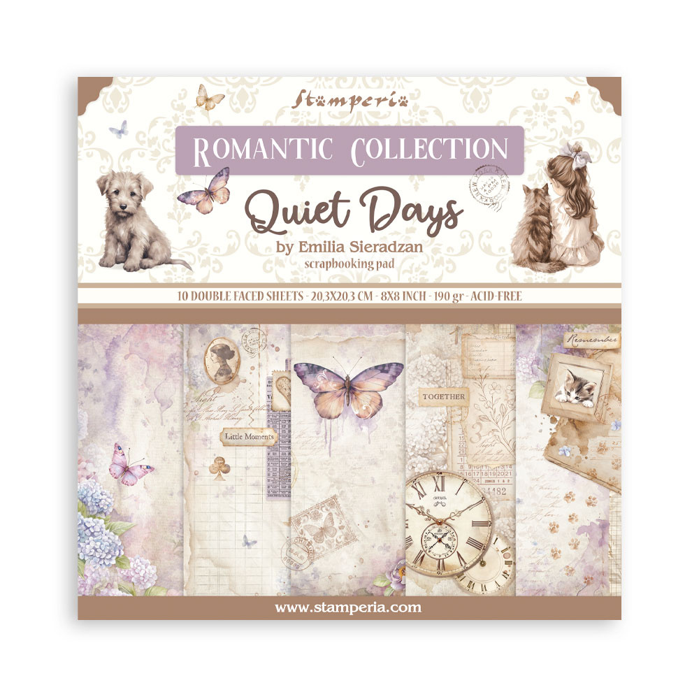 Stamperia Scrapbooking Small Pad 10 sheets cm 20,3X20,3 (8"X8") - Quiet Days