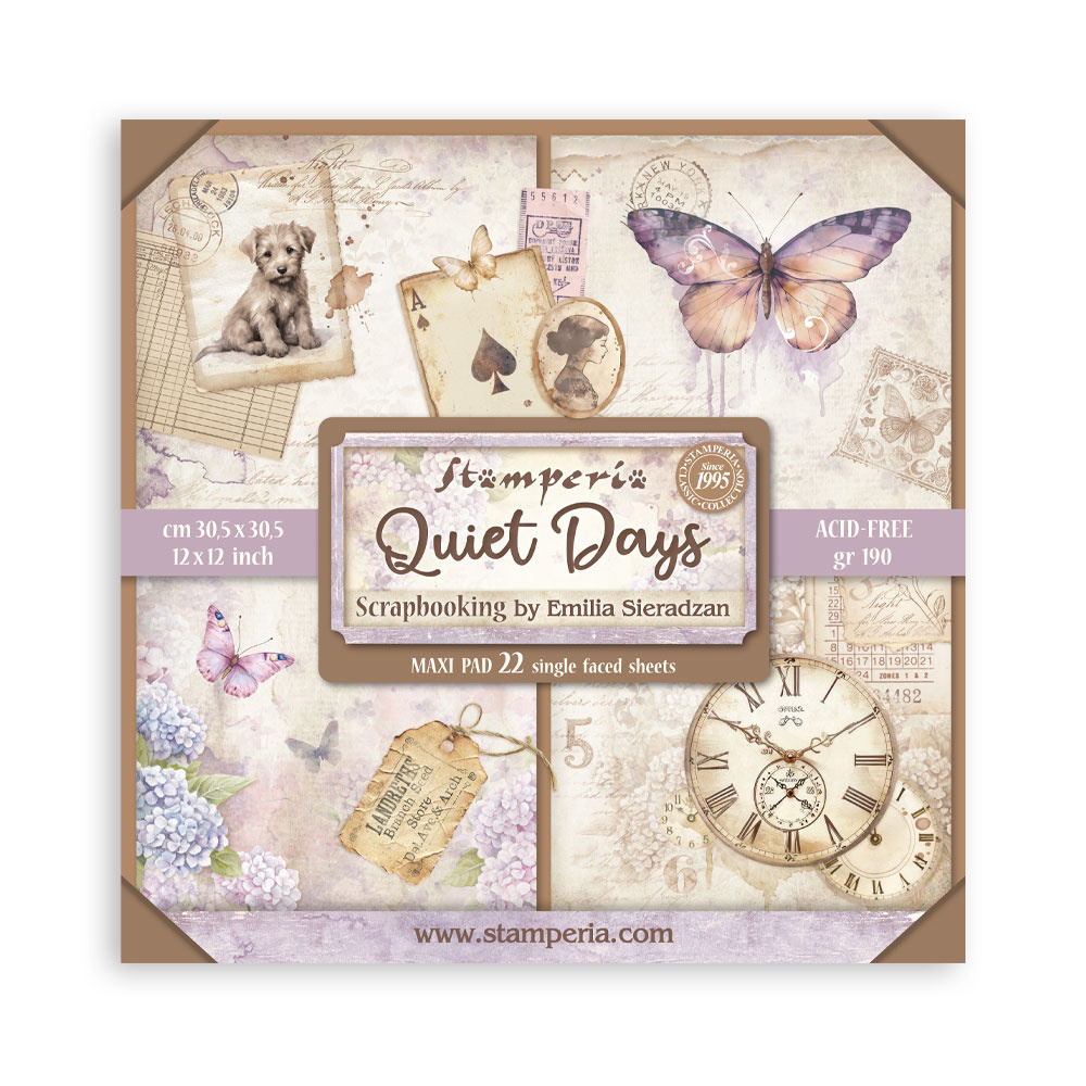 Stamperia Scrapbooking Pad 22 sheets cm 30,5x30,5 (12"x12") Single face - Quiet Days