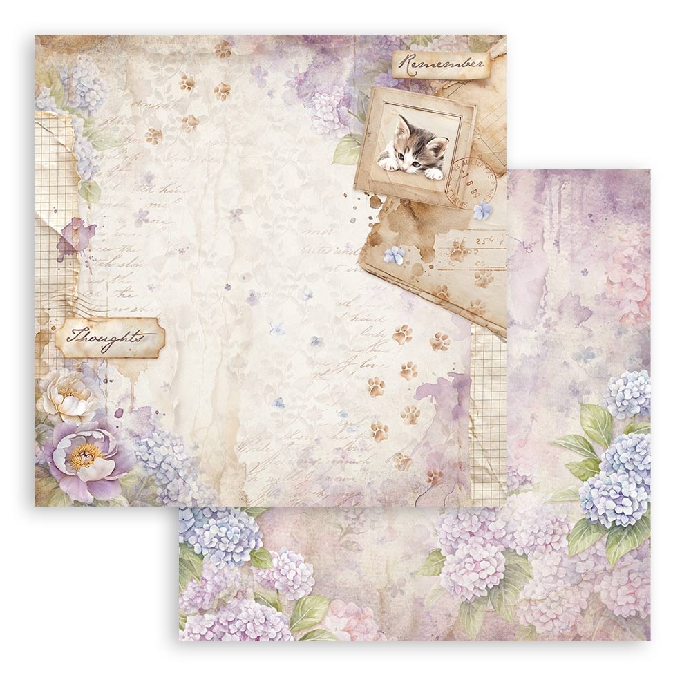 Stamperia Scrapbooking Double face sheet - Quiet Days kitten
