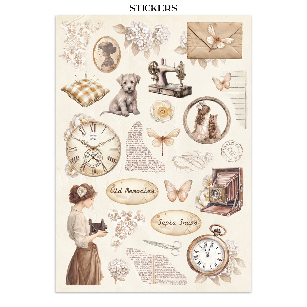 Stamperia Junk journal stickers, cut-outs, backgrounds - Quiet Days