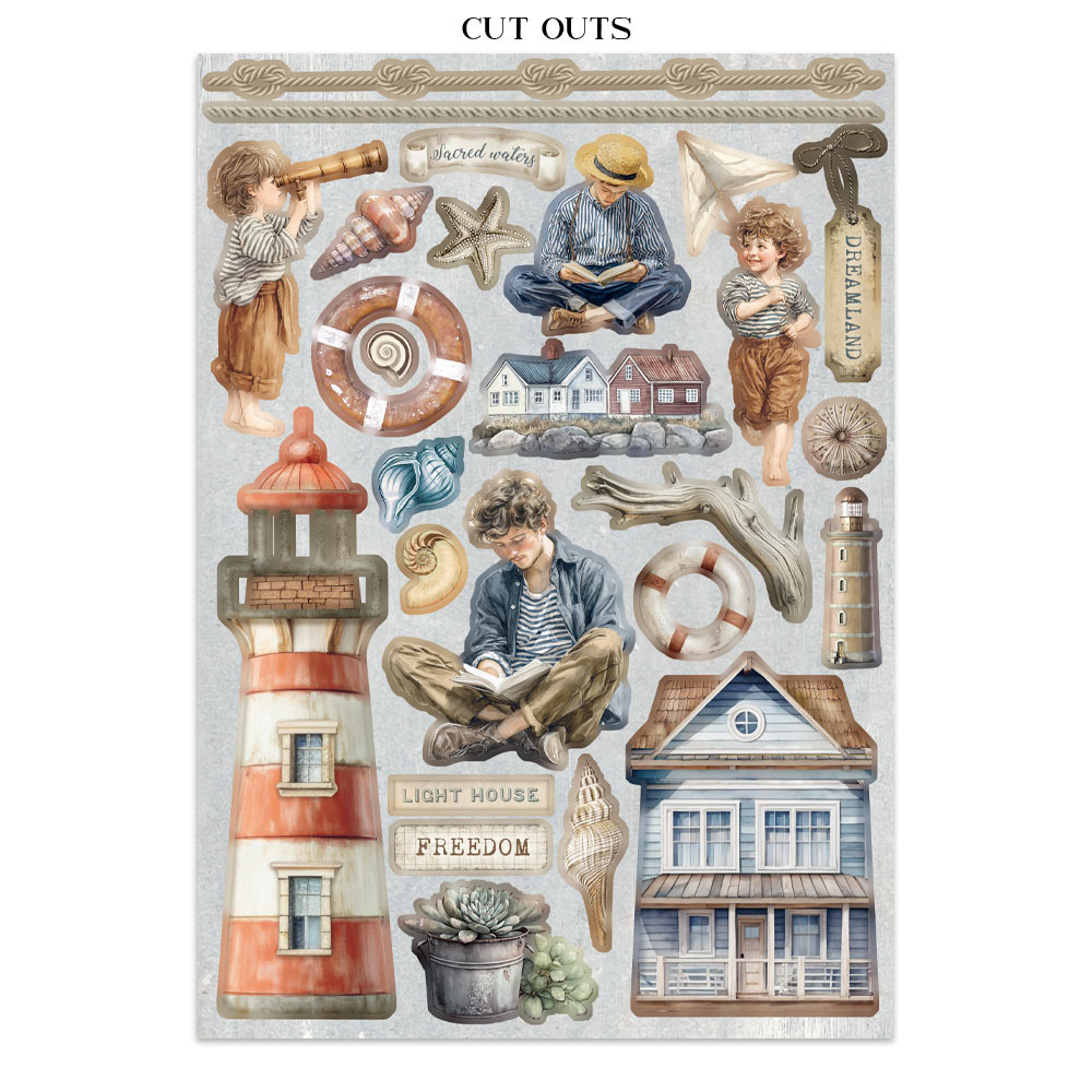 Stamperia Junk journal stickers, cut-outs, backgrounds - Silent Sea