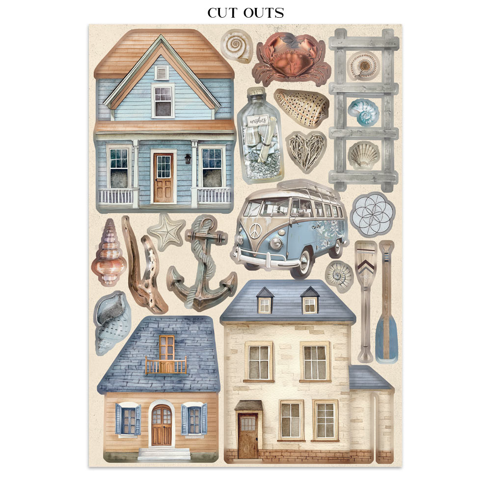 Stamperia Junk journal stickers, cut-outs, backgrounds - Silent Sea