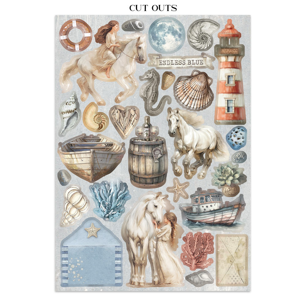 Stamperia Junk journal stickers, cut-outs, backgrounds - Silent Sea