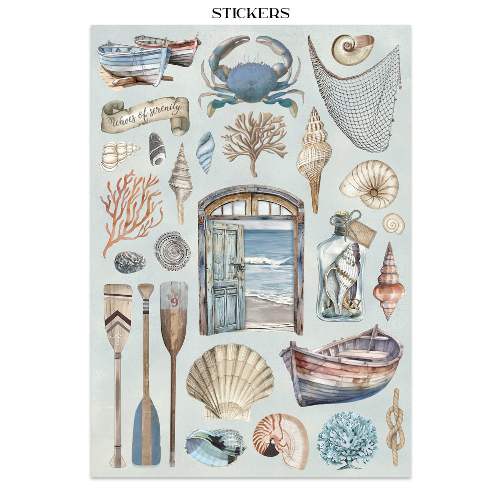 Stamperia Junk journal stickers, cut-outs, backgrounds - Silent Sea