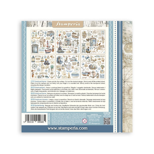 Stamperia Rub on kit cm 15,5x15,5 - 6 pages Silent Sea