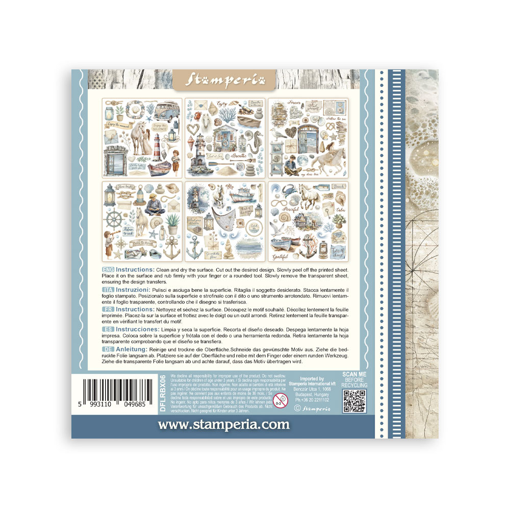 Stamperia Rub on kit cm 15,5x15,5 - 6 pages Silent Sea