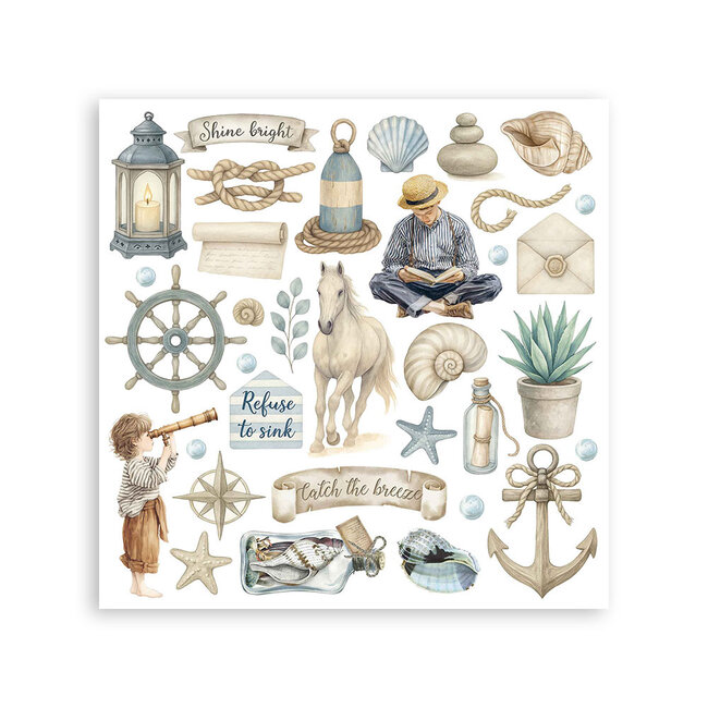 Stamperia Rub on kit cm 15,5x15,5 - 6 pages Silent Sea