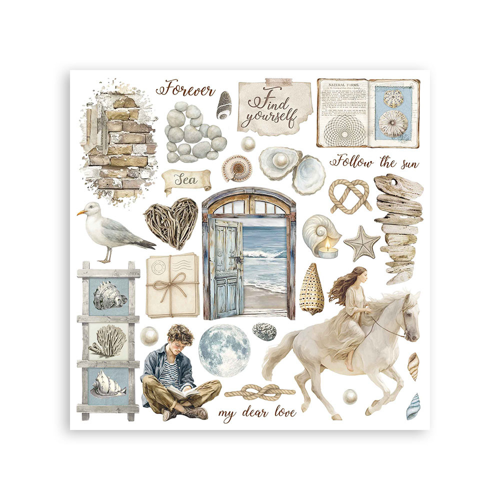 Stamperia Rub on kit cm 15,5x15,5 - 6 pages Silent Sea