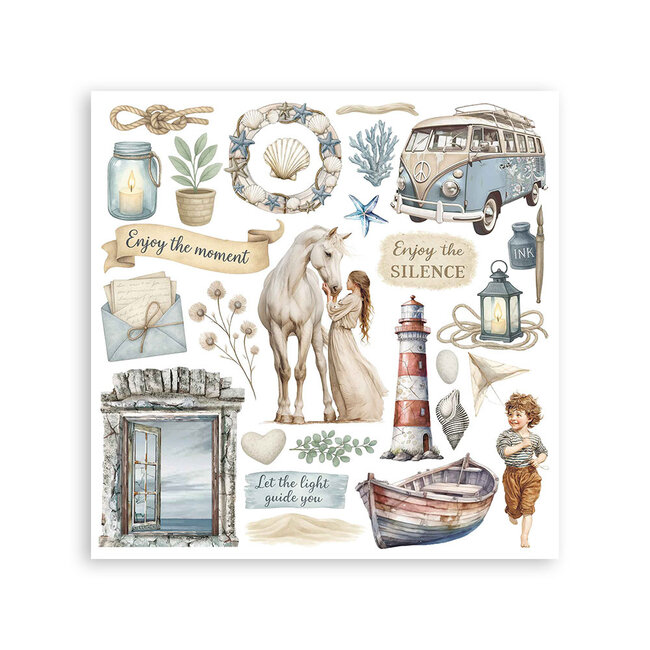 Stamperia Rub on kit cm 15,5x15,5 - 6 pages Silent Sea