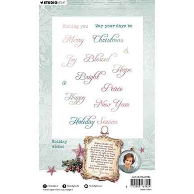 Studio Light JMA Clear Stamp Holiday wishes Christmas Blush nr. 884