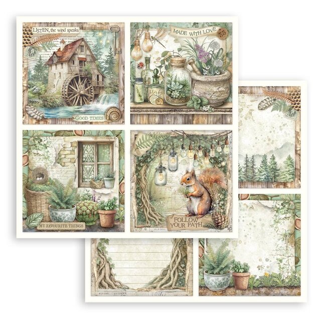 Stamperia Scrapbooking Pad 10 sheets cm 30,5x30,5 (12"x12") - Herbarium Silvae