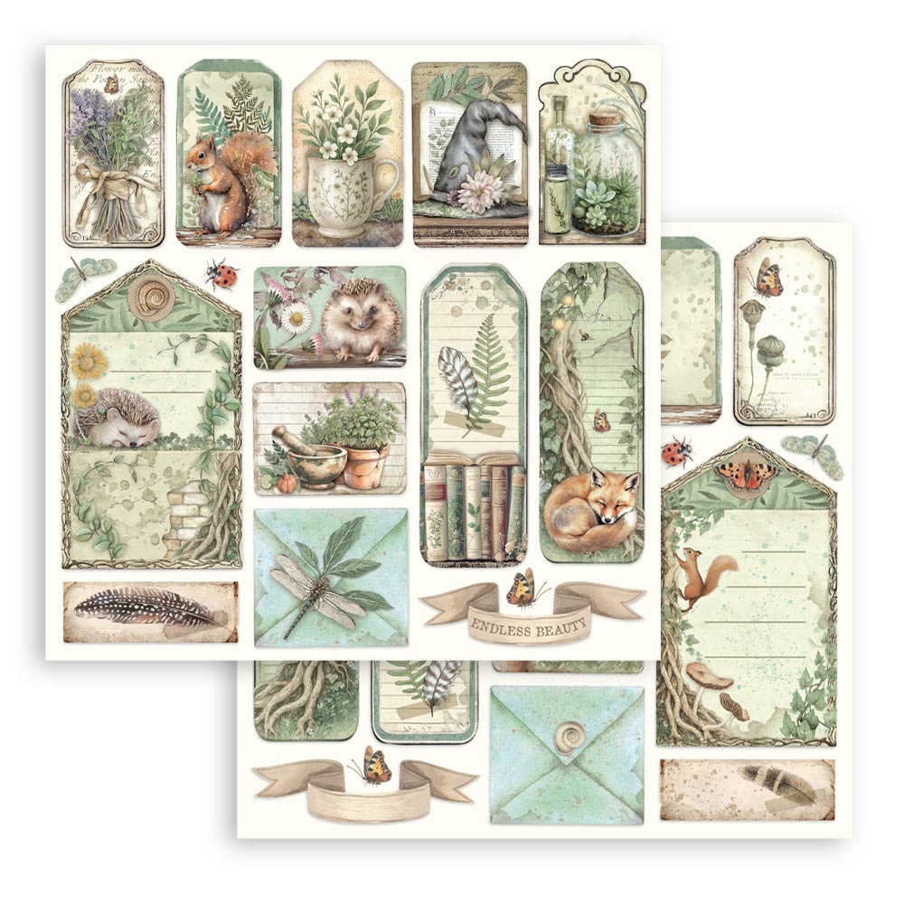 Stamperia Scrapbooking Small Pad 10 sheets cm 20,3X20,3 (8"X8") - Herbarium Silvae