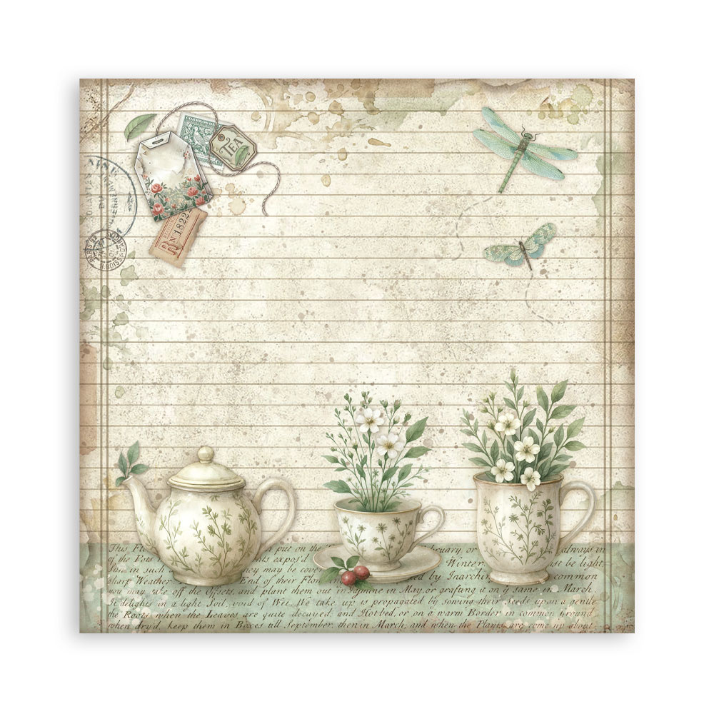 Stamperia Scrapbooking Pad 22 sheets cm 20,3X20,3 (8"X8") Single Face Herbarium Silvae
