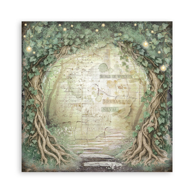 Stamperia Scrapbooking Pad 22 sheets cm 20,3X20,3 (8"X8") Single Face Herbarium Silvae