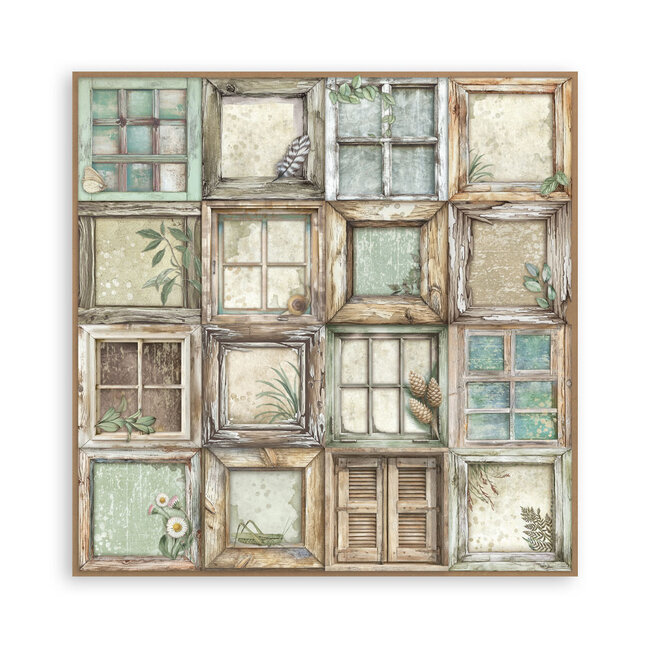 Stamperia Papierblok 20,3×20,3 cm - 22 vellen - Single Face Herbarium Silvae