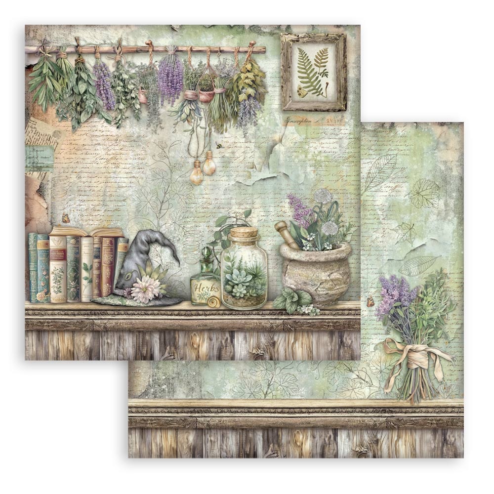 Stamperia Scrapbooking Double face sheet - Herbarium Silvae lavender