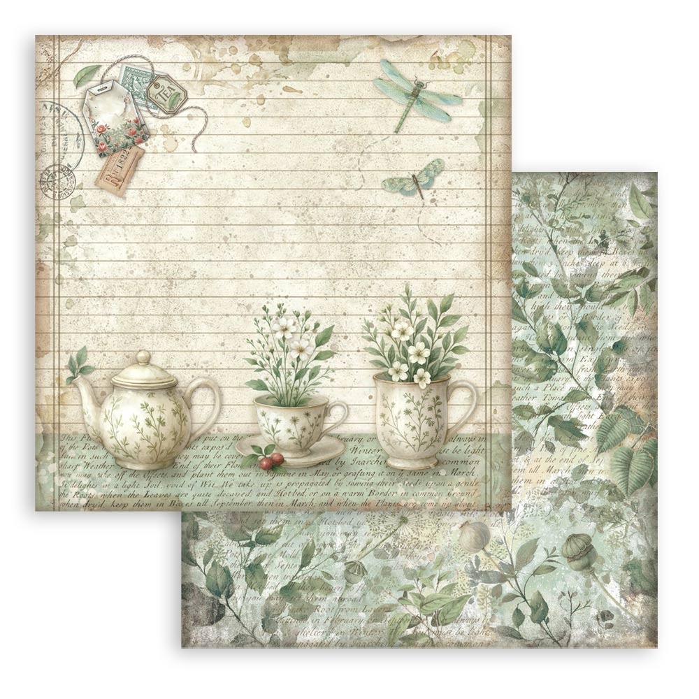 Stamperia Scrapbooking Double face sheet - Herbarium Silvae teacup