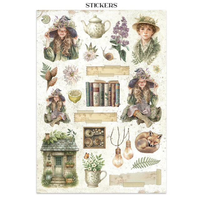 Stamperia Junk journal stickers, cut-outs, backgrounds - Herbarium Silvae
