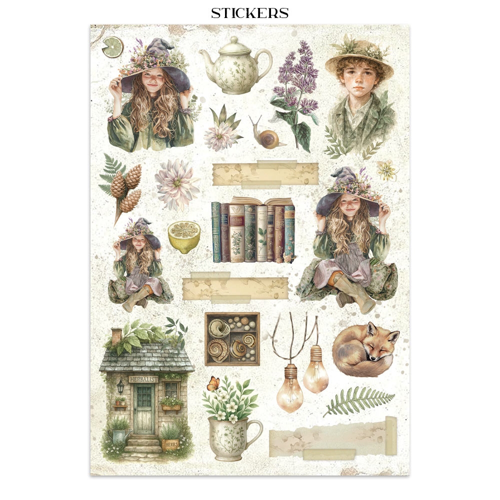 Stamperia Junk journal stickers, cut-outs, backgrounds - Herbarium Silvae