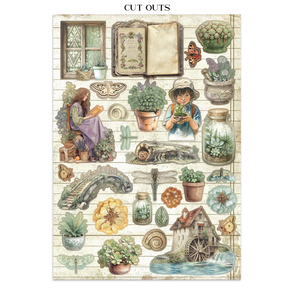 Stamperia Junk journal stickers, cut-outs, backgrounds - Herbarium Silvae