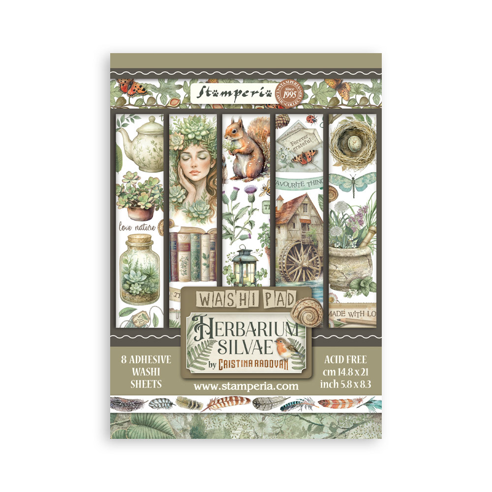 Stamperia Washi pad 8 sheets A5 - Herbarium Silvae