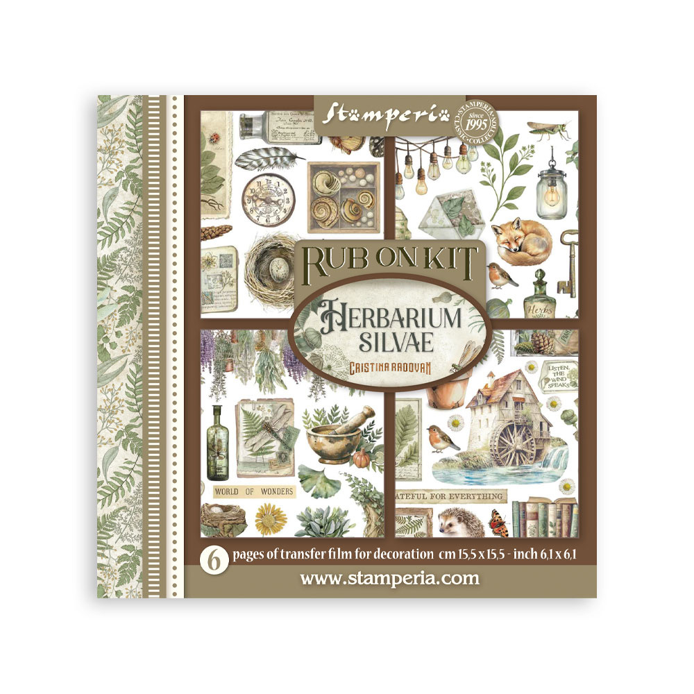 Stamperia Rub on kit cm 15,5x15,5 - 6 pages Herbarium Silvae