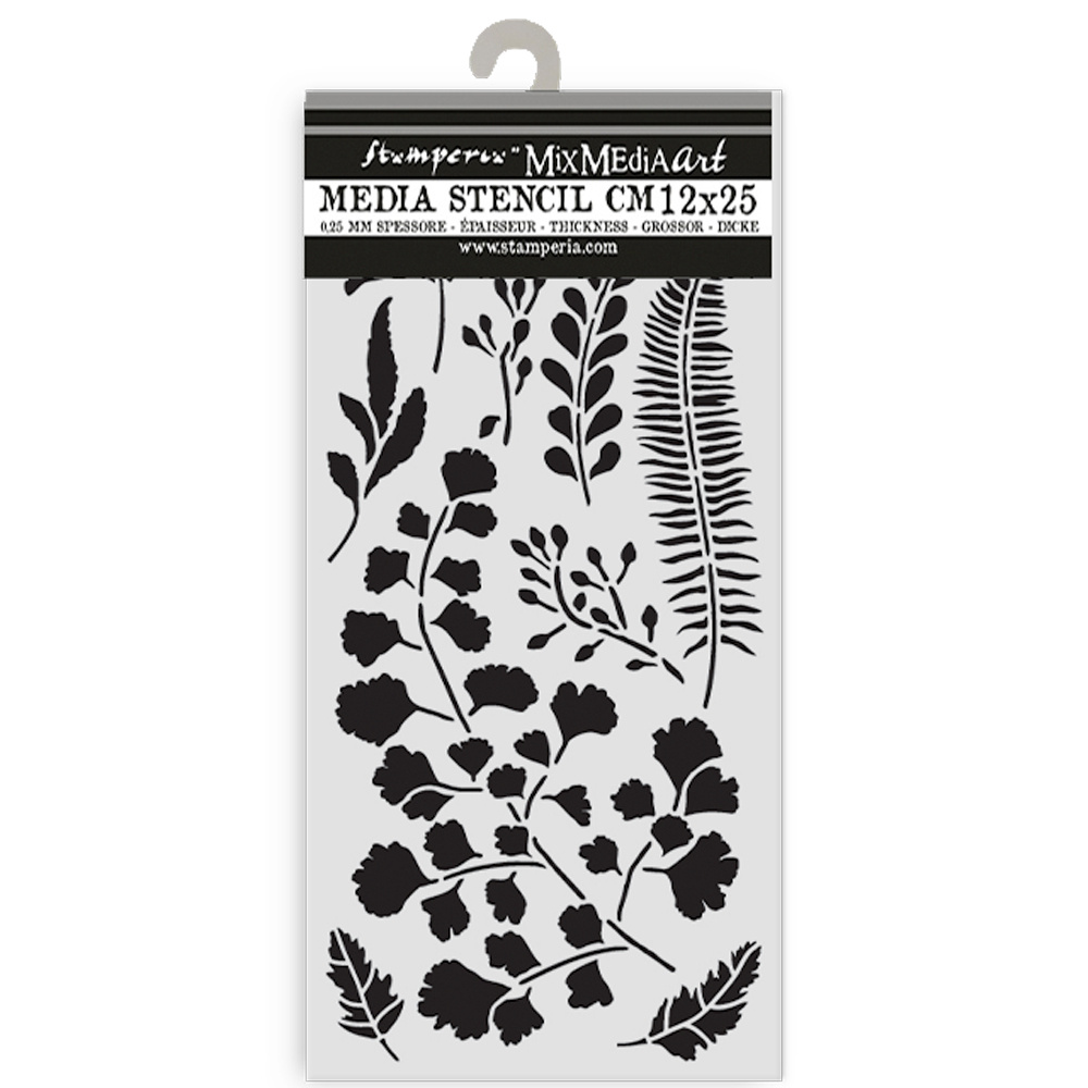 Stamperia Thick stencil cm 12X25 - Herbarium Silvae leaves