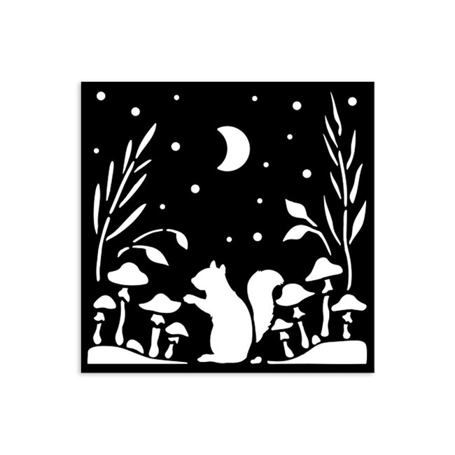 Stamperia Thick stencil cm 12X12 - Herbarium Silvae squirrel